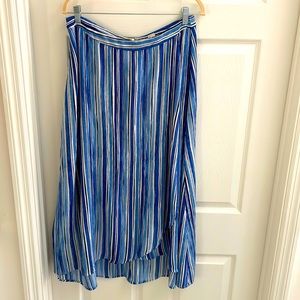 Tommy Bahama midi skirt. Blue/white thin stripes, Jersey rayon material